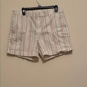 Style & Co. Striped White Shorts with Tan and Orange Accents